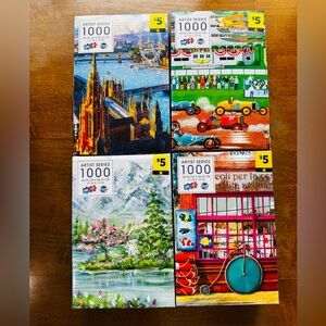 New In Box Lot of Four 1000-Piece Artist Series Puzzles 🧩 by Sure Lox
